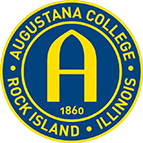 Augustana College seal with a gold A and the year 1860 on a blue background